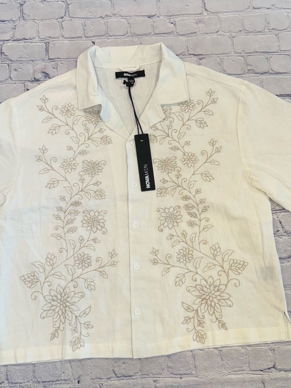 Gardena Embroidered Shirt or Vine Border Embroidery Cuban Shirt from FashionNova